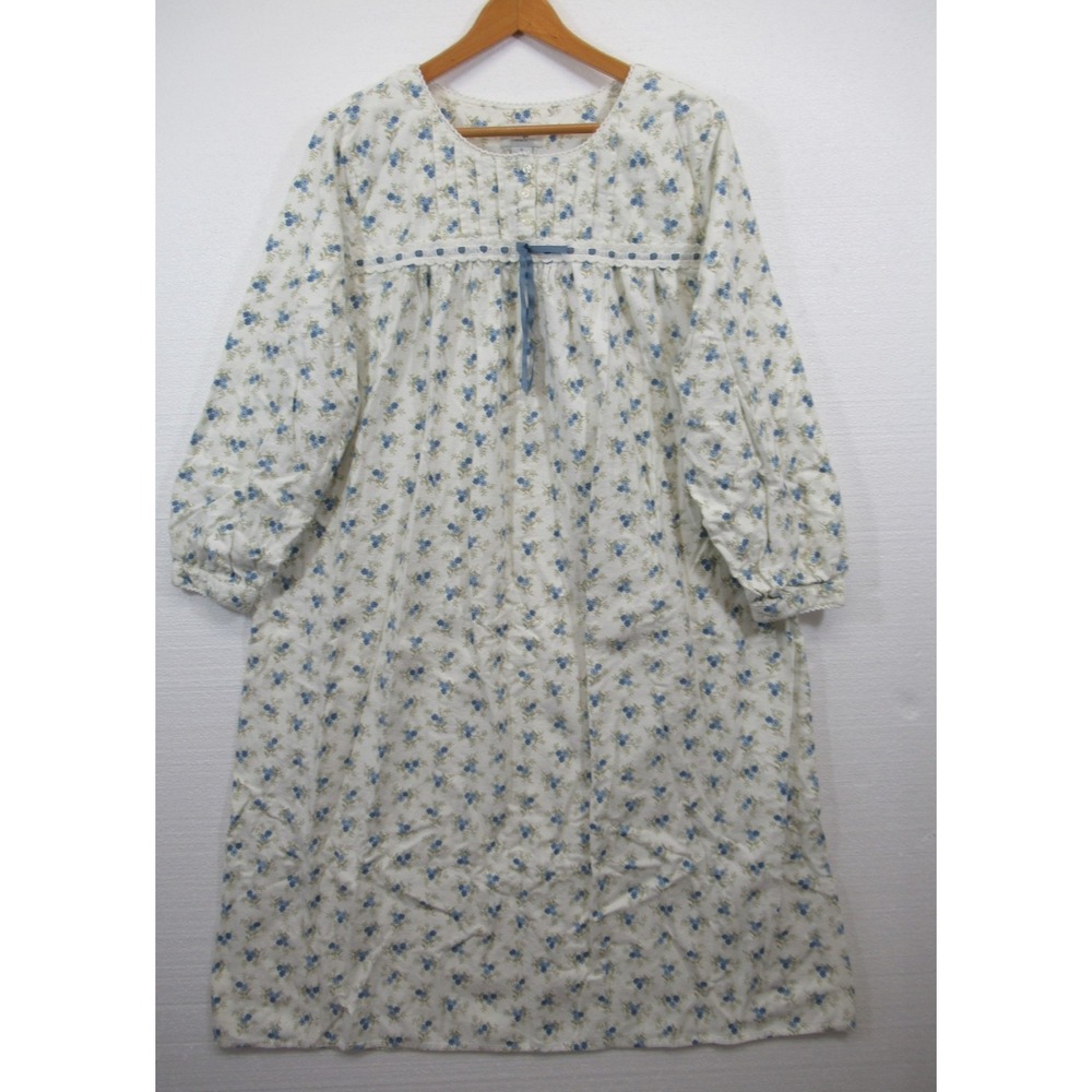 Vintage Amanda Stewart Flannel Nightgown Plus Size 1X Floral Cottage Grandma